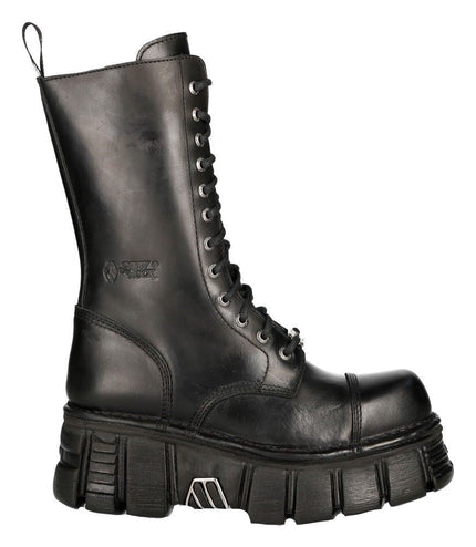 New Rock Unisex Metallic Black Techno Biker Boots - M-MILI211C-C1