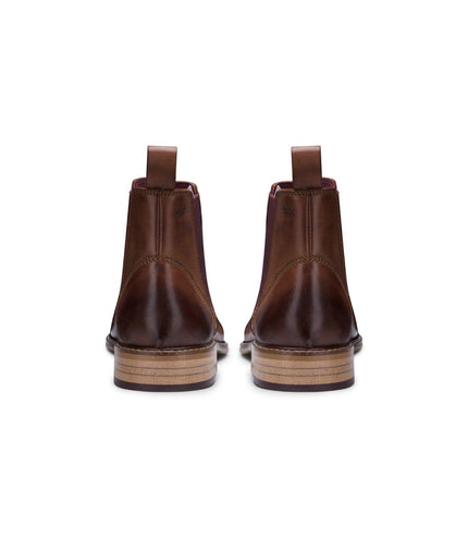 Mens Chestnut-Brown Leather Classic Chelsea Boots