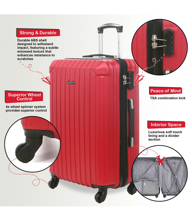 Corowa Set of 3 Hard Shell Suitcase in Red