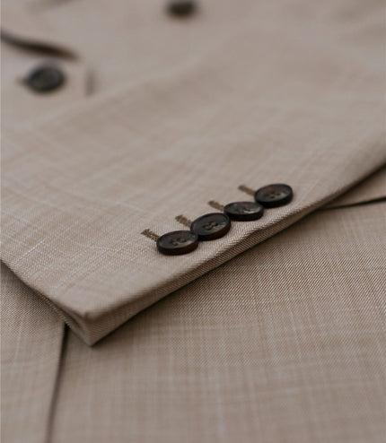 Men's 3 Piece Beige Summer Wedding Tailored Fit Suit