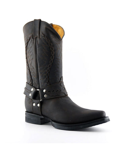 Grinders Mens Brown Leather Cowboy Boot - Galveston