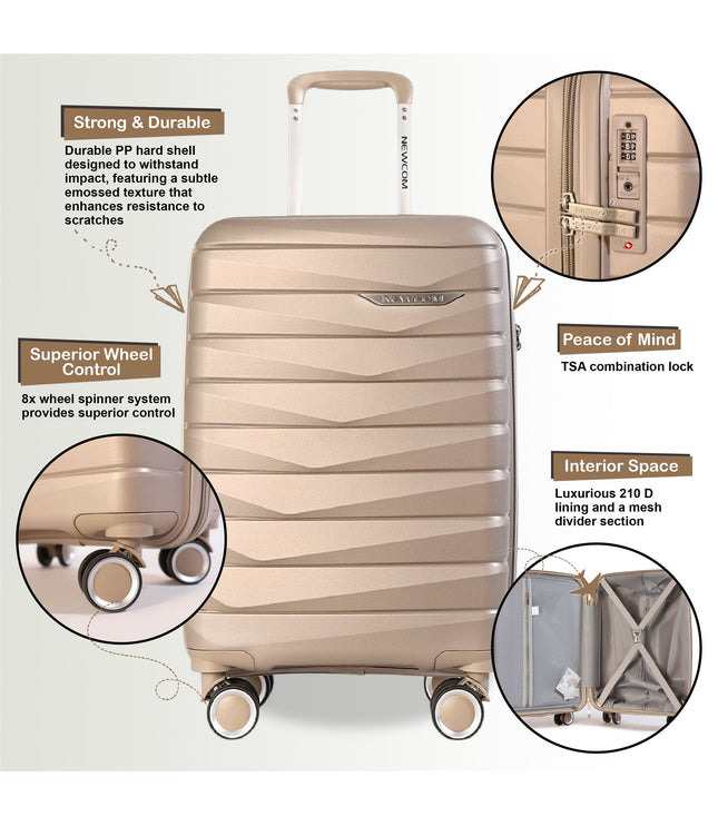 Forster Set of 3 Hard Shell TSA Suitcase in Champagne Beige