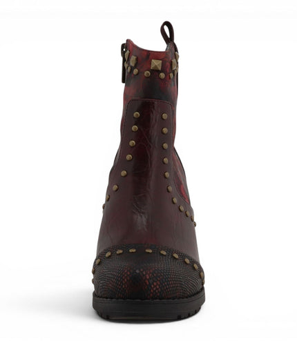 Mustang Women's Burgundy Floral Heeled Ankle Boots - M0162012