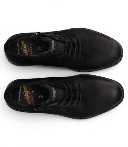 Bugatti Mens Black Leather Lace-up Chukka Ankle Boots - Rigalo Evo C30