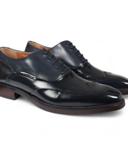 Justin Reess Men's Blue Patent Leather Brogue Formal Shoes - Harry
