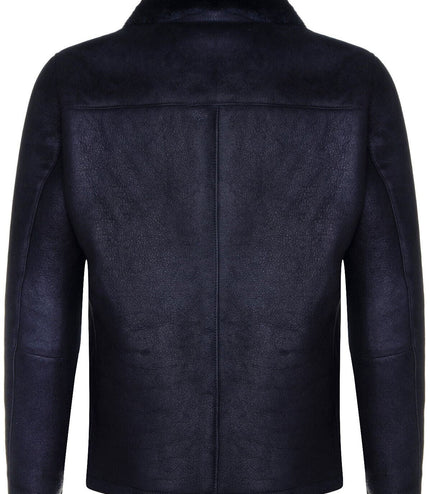 Mens Sheepskin Biker Bomber Jacket-Agboville