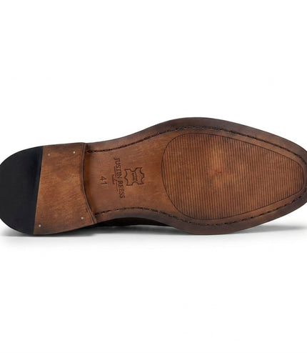 Justin Reess Men's Polished Black Leather Cap Toe Derby Shoes - Everett