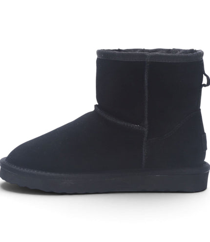Women’s Black Genuine Sheepskin Real Fur Winter Ankle Boots - Frost