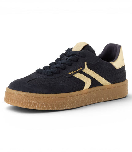 Tamaris Women's Navy Blue Leather Trainers Sneaker Shoes - 23723-44