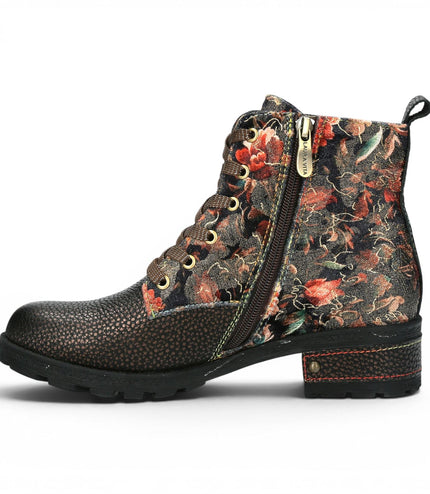 Laura Vita Women's Gothic Victorian Floral Bronze Leather Lace-up Boots - Cocrailo-47