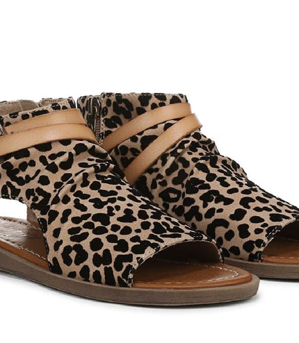 Blowfish Malibu Women's Brown Leopard Strappy Low Wedge Sandals - Denver