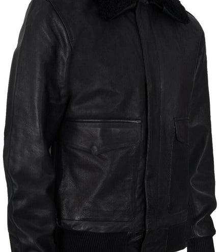 Mens Air Force A2 Cowhide Bomber Jacket-Montreal - Black