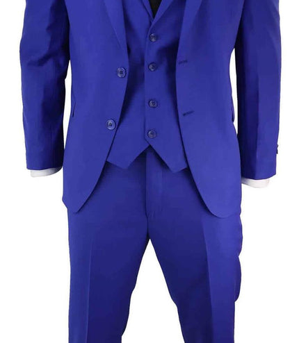 Mens 3 Piece Royal Blue Tailored Fit Complete Suit Best Man Groom Prom Wedding