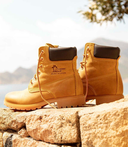 Panama Jack Womens 03 B1 Tan Waterproof Leather Laces Hiking Ankle Boots