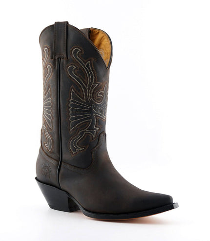 Grinders Brown Leather Western Cowboy Boots - Buffalo