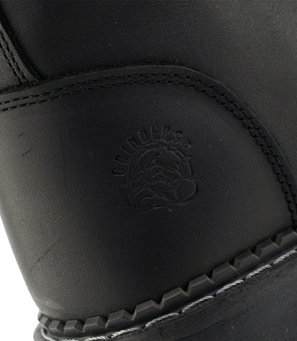 Grinders Unisex Black Stag Acs Leather Steel Toe Cap Lace Up Boots
