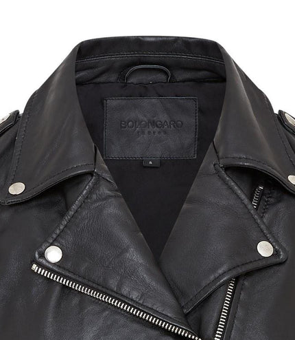 Womens Black Leather Brando Jacket - Chennai