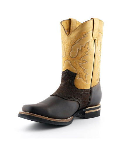 Grinders Tan Leather Cowboy Chelsea Boots - Frontier