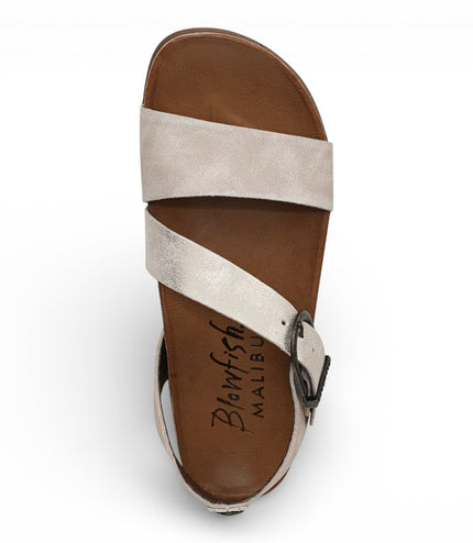 Blowfish Malibu Women's Cloud Silver Footbed Strappy Flat Sandals - Lance