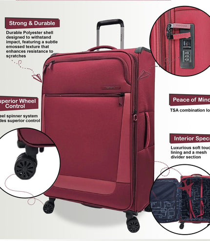 Bourne Large Soft Shell Suitcase in Burgundy