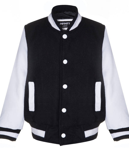 Kids Varsity Bomber Jacket with Real Leather Sleeves