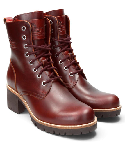 Panama Jack Women's Burgundy Leather Waterproof Warm Lace-Up Boots - Padma B25