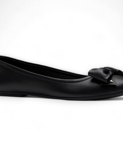 Windsorsmith Womens Black Leather Flat Shoes With Bow - Bunny