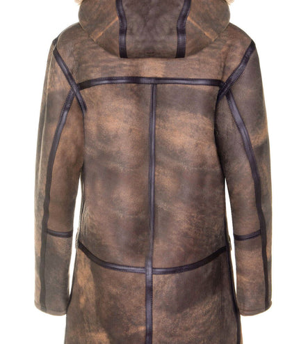 Mens Antique Sheepskin Duffle Coat-Arona