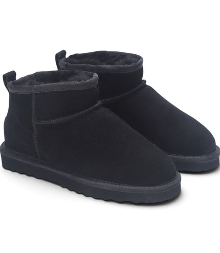Women's Black Genuine Sheepskin Real Fur Winter Ankle Boots - Sable