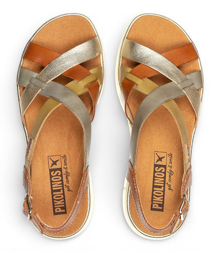 Pikolinos Women's Brown Leather Extra-Light Summer Wedge Sandals - Palma