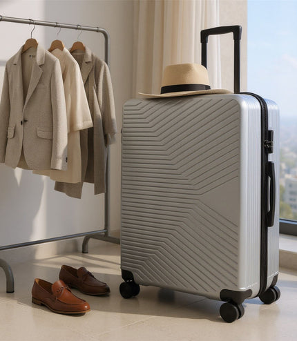 Junee Large Hard Shell Suitcase in Silver