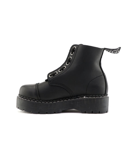Grinders Unisex Black Cameron Acs Leather Ankle Casual Zip Boots