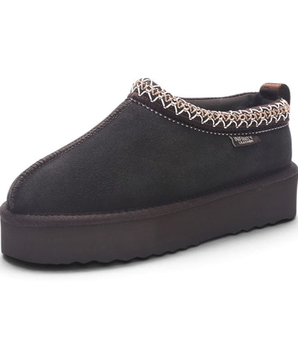 Women’s Brown Genuine Sheepskin Real Fur Winter Platform Slippers - Polar