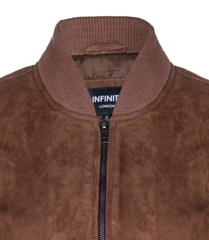 Womens MA-1 Suede Bomber Jacket-Arnhem - Tan