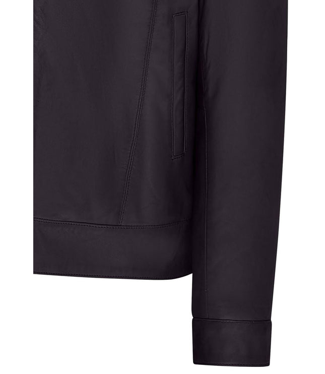 Mens Retro 100% Nappa Leather Harington Biker Jacket - Black