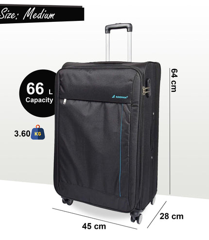 Clevedon Medium Soft Shell Suitcase in Black