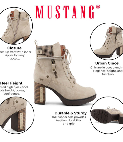 Mustang Women's Off-White High-Heeled Ankle Boots
