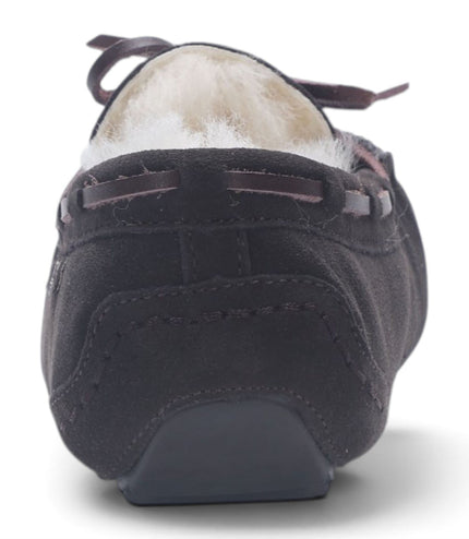 Women's Brown Genuine Sheepskin Moccasin Winter Slippers - Aspen
