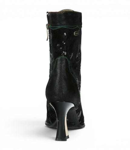 Laura Vita Women's Gothic Victorian Black Leather Heeled Lace-Up Boots - Oanelo-03