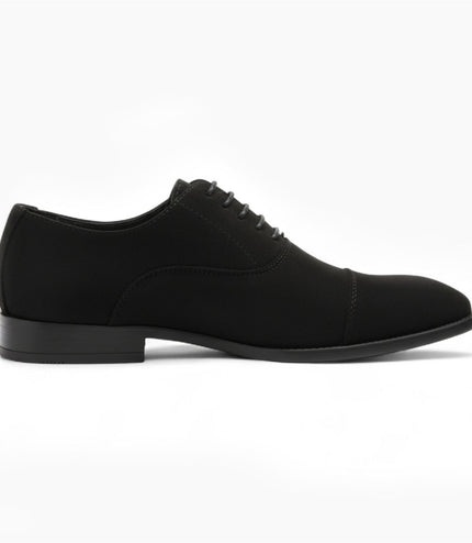 Men's Black Faux Suede Leather Lace-Up Derby Oxford Shoes