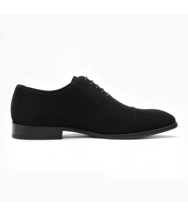 Men's Black Faux Suede Leather Lace-Up Derby Oxford Shoes