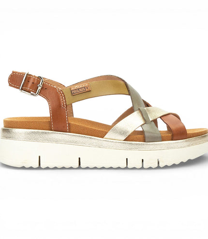 Pikolinos Women's Brown Leather Extra-Light Summer Wedge Sandals - Palma