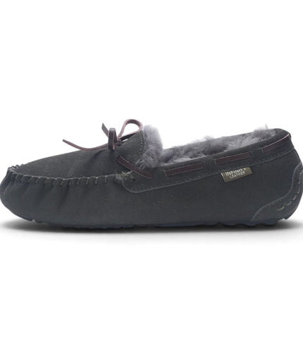Women's Olive Green Genuine Sheepskin Moccasin Winter Slippers - Aspen