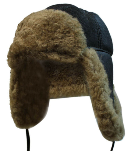 Men's B3 Brown Ginger RAF Aviator Shearling Sheepskin WW2 Flying Hat