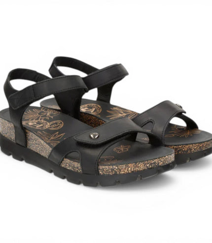 Panama Jack Women's Wedge Black Leather Platform Sandals -  Sulia B2
