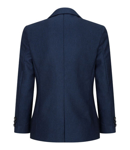 Boys 3 Piece Navy Blue Birdseye Tweed Suit