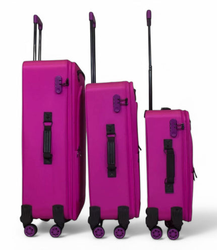 Handa Set of 3 Soft Shell Suitcase in Pink