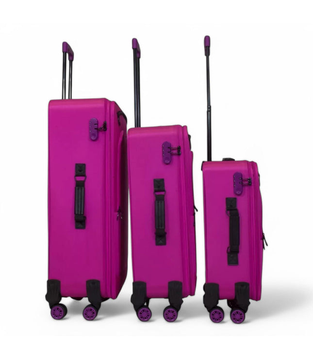 Handa Set of 3 Soft Shell Suitcase in Pink