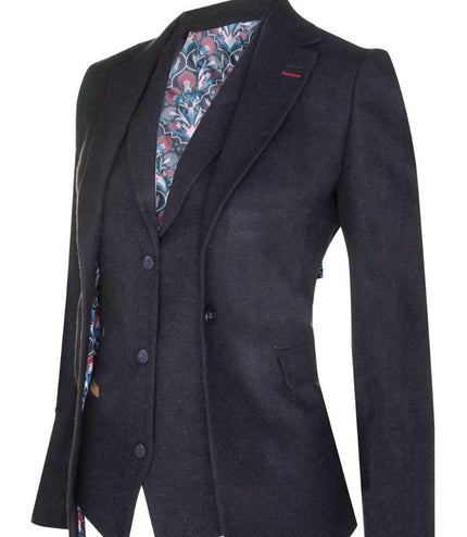 Womens 1920s Navy Blue Wool Classic Retro Vintage Blazer
