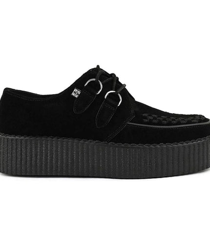 TUK Viva High Creeper Black Suede Platform Lace-Up Goth Shoes - AV7757